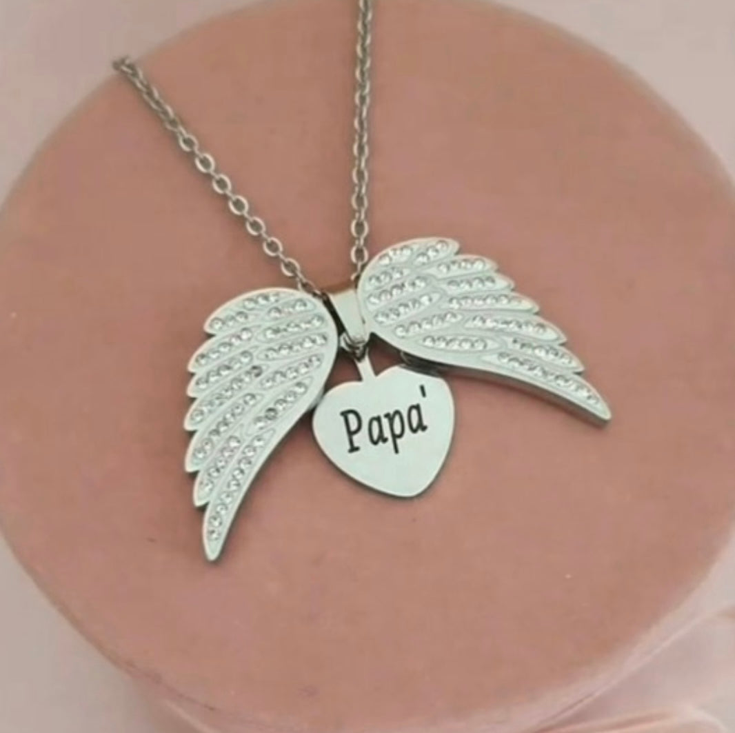 Custom engraved angel necklace